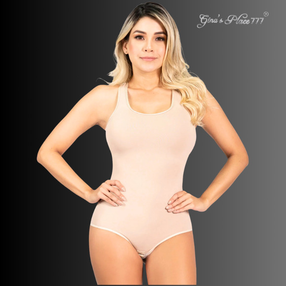 NWT WOMENS TANK CRISS CROSS METALLIC TRIMBACK TUMMY COMPRESSION BODYSUIT L/36 - Picture 11 of 16